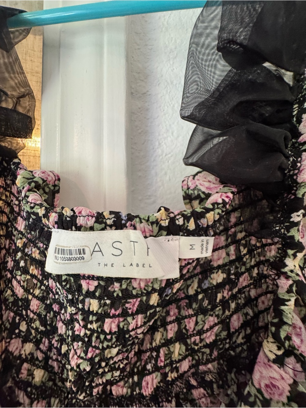 ASTR The Label Floral cutout dress in Black with Pink & Green